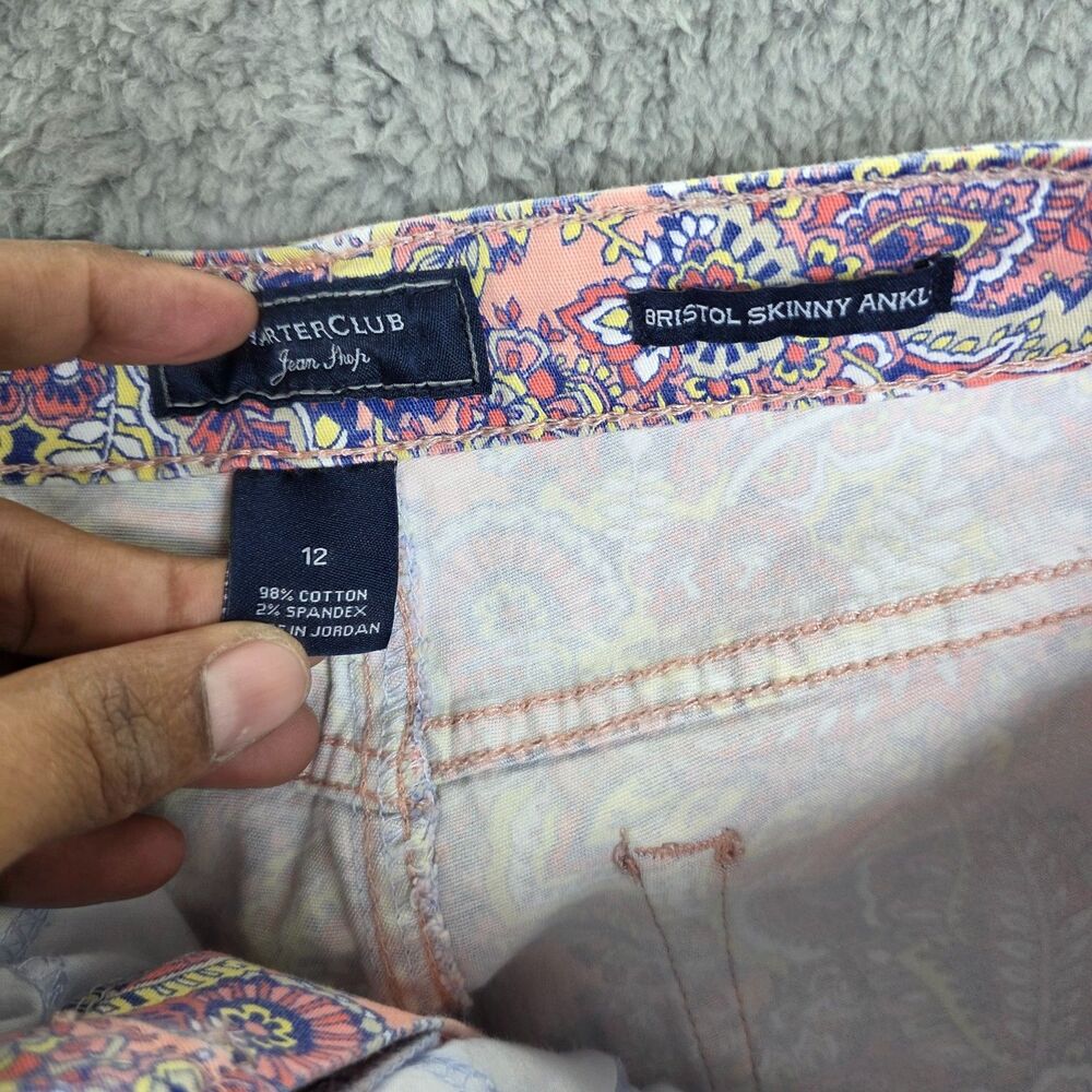 2 Pairs of Charter Club Bristol Floral Print Skinny Ankle Jeans Size 12 - Picture 4 of 11